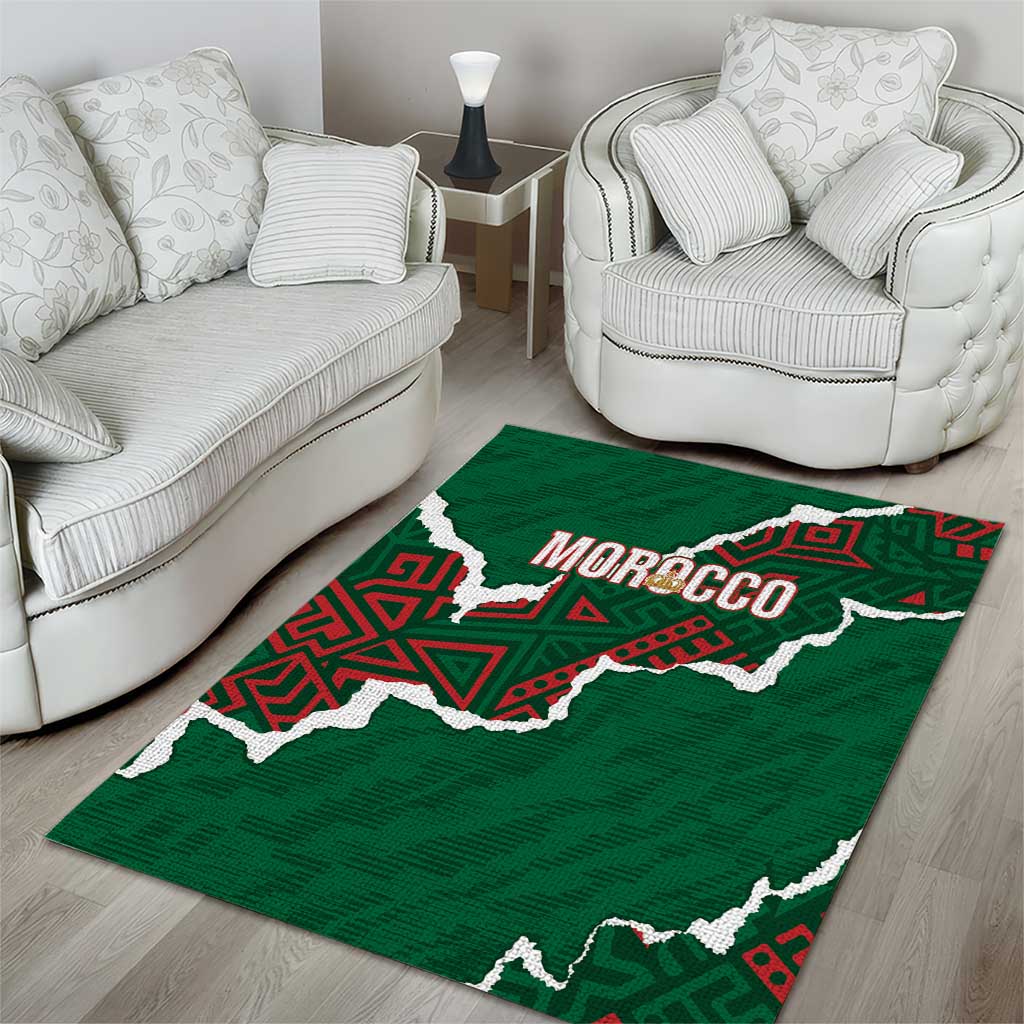 Morocco Football Area Rug Grunge Motifs