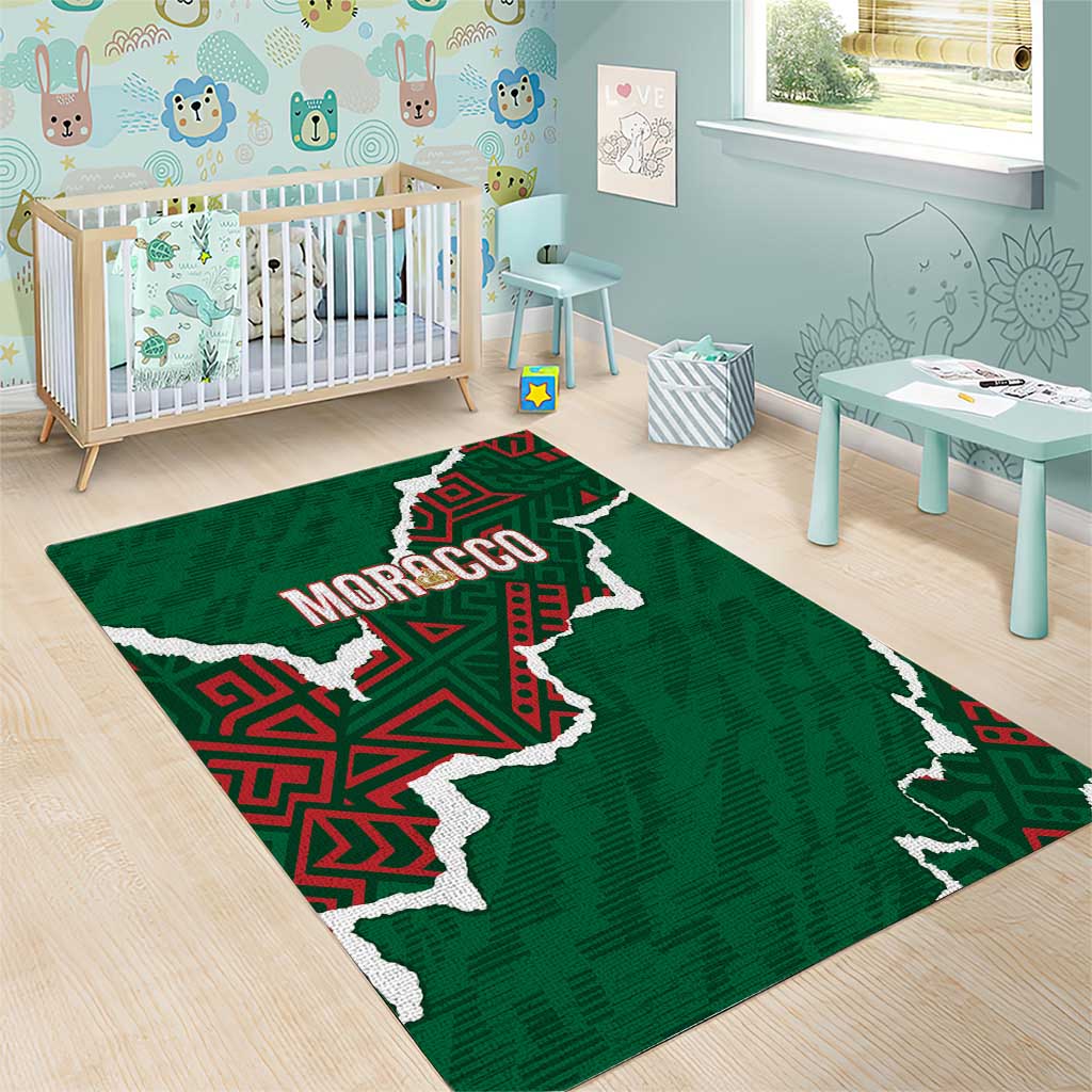 Morocco Football Area Rug Grunge Motifs