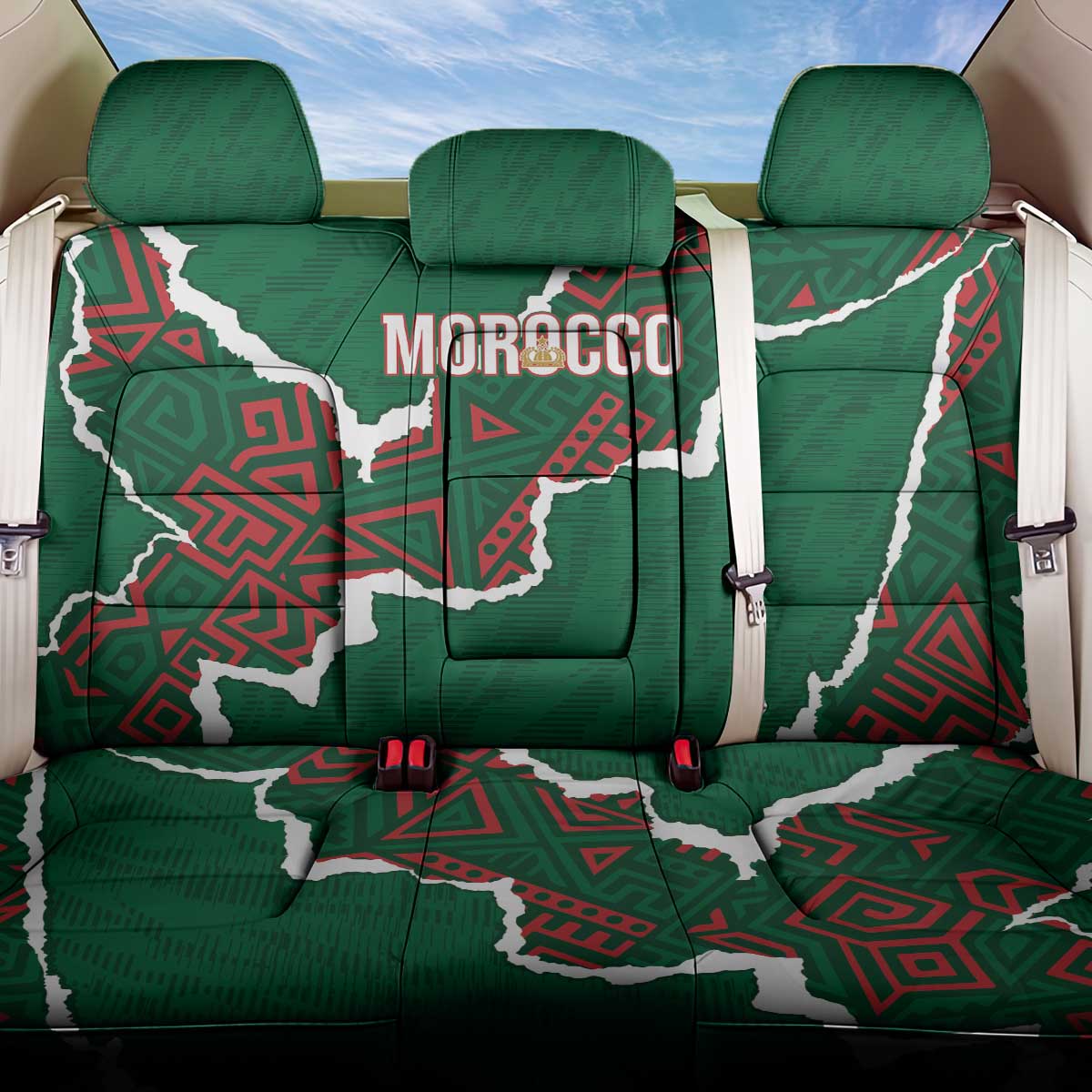 Morocco Football Back Car Seat Cover Grunge Motifs