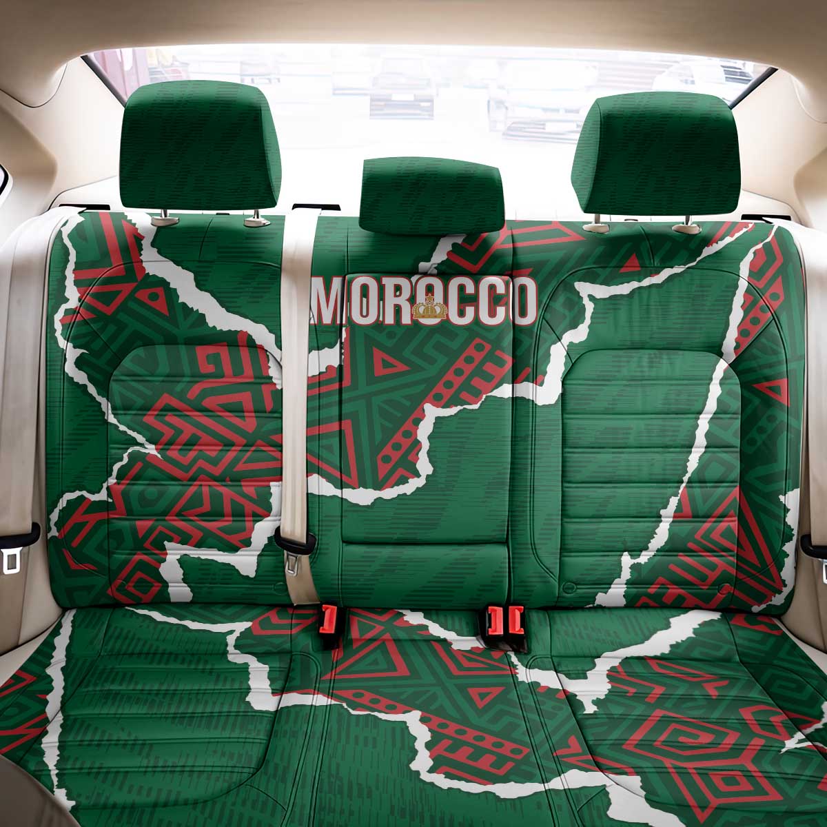 Morocco Football Back Car Seat Cover Grunge Motifs