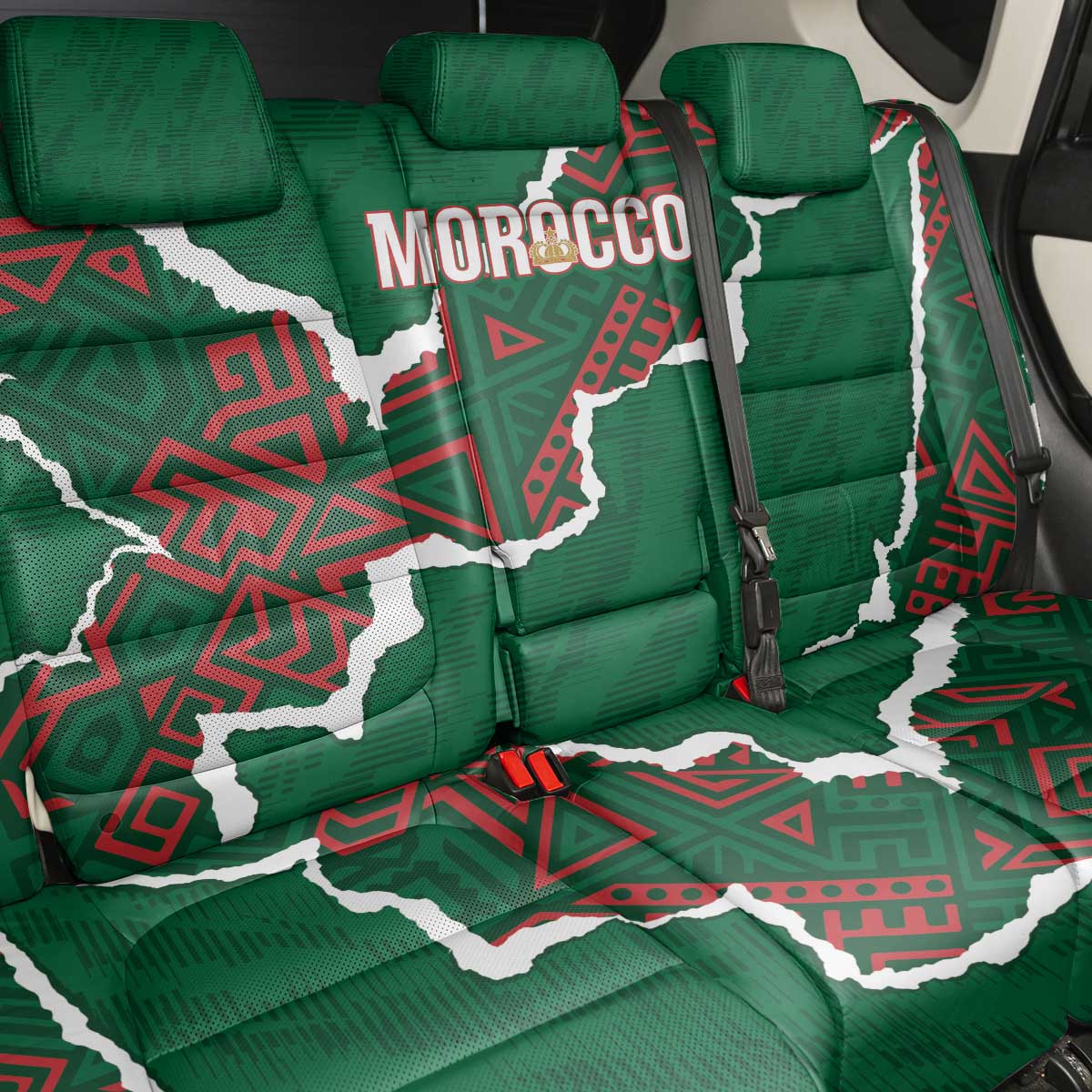 Morocco Football Back Car Seat Cover Grunge Motifs