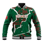 Morocco Football Custom Baseball Jacket Grunge Motifs