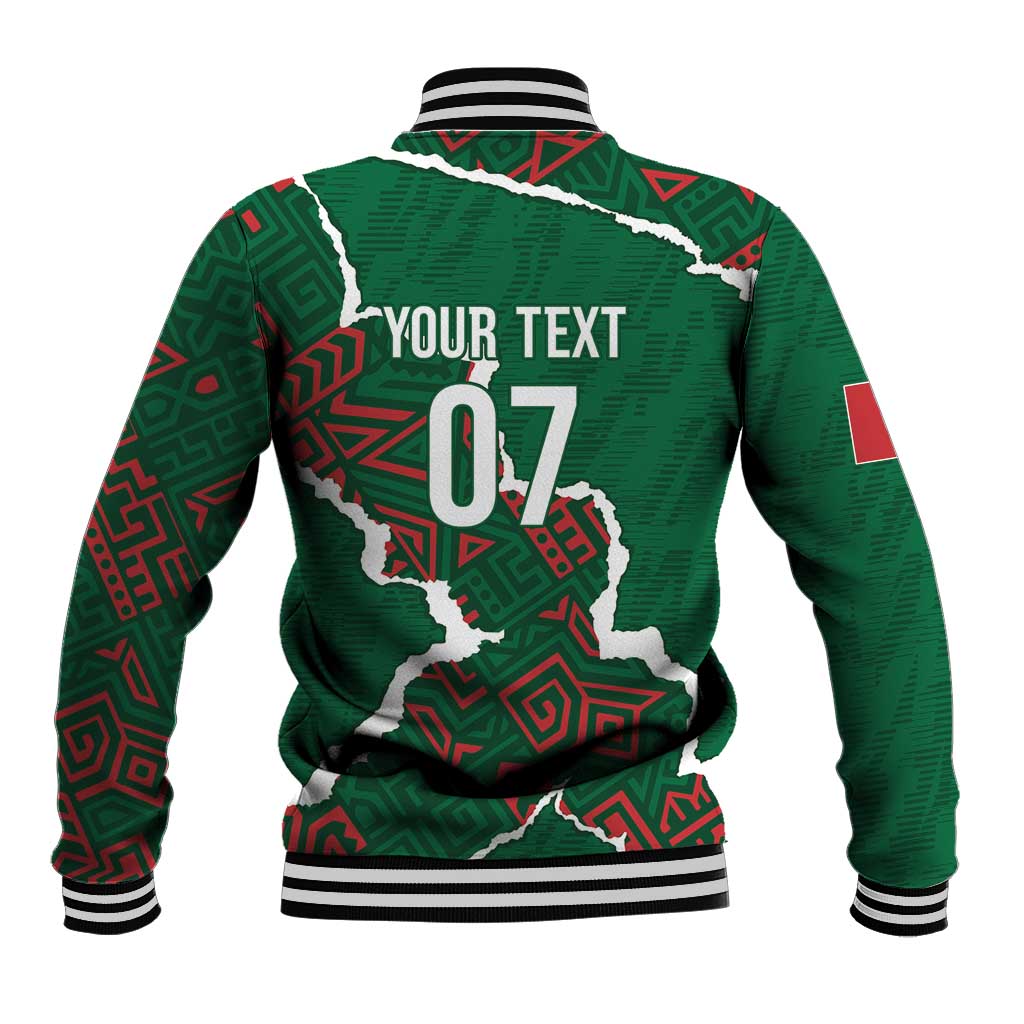Morocco Football Custom Baseball Jacket Grunge Motifs
