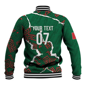 Morocco Football Custom Baseball Jacket Grunge Motifs