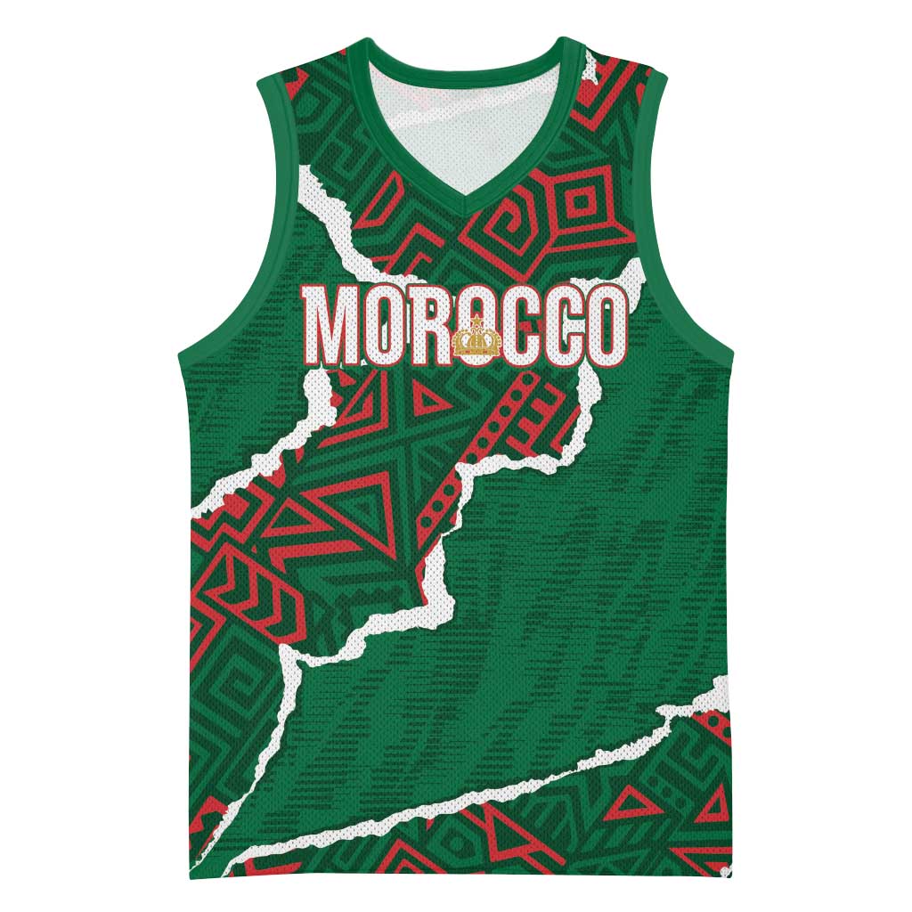 Morocco Football Custom Basketball Jersey Grunge Motifs
