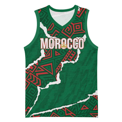 Morocco Football Custom Basketball Jersey Grunge Motifs