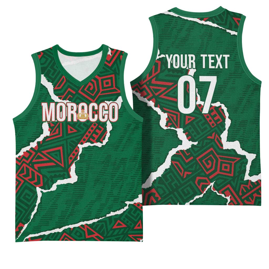 Morocco Football Custom Basketball Jersey Grunge Motifs
