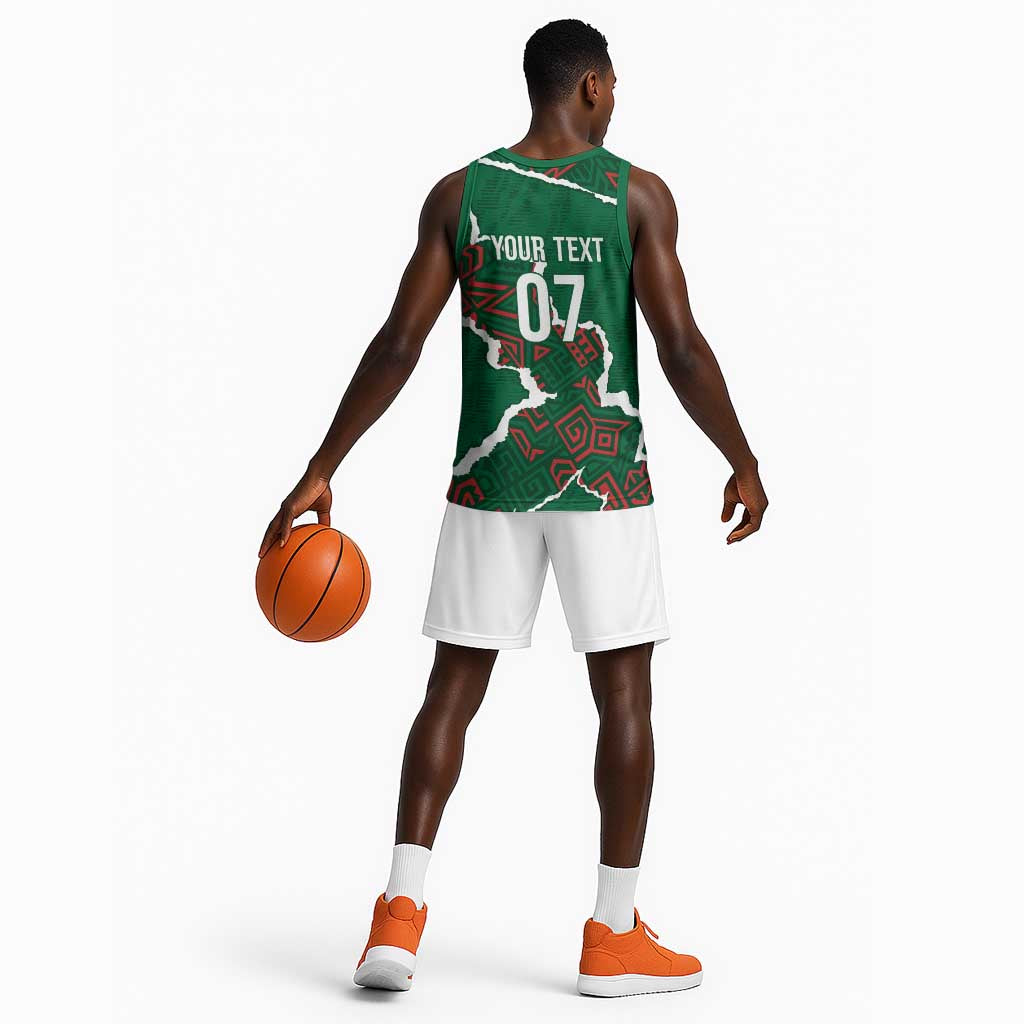 Morocco Football Custom Basketball Jersey Grunge Motifs