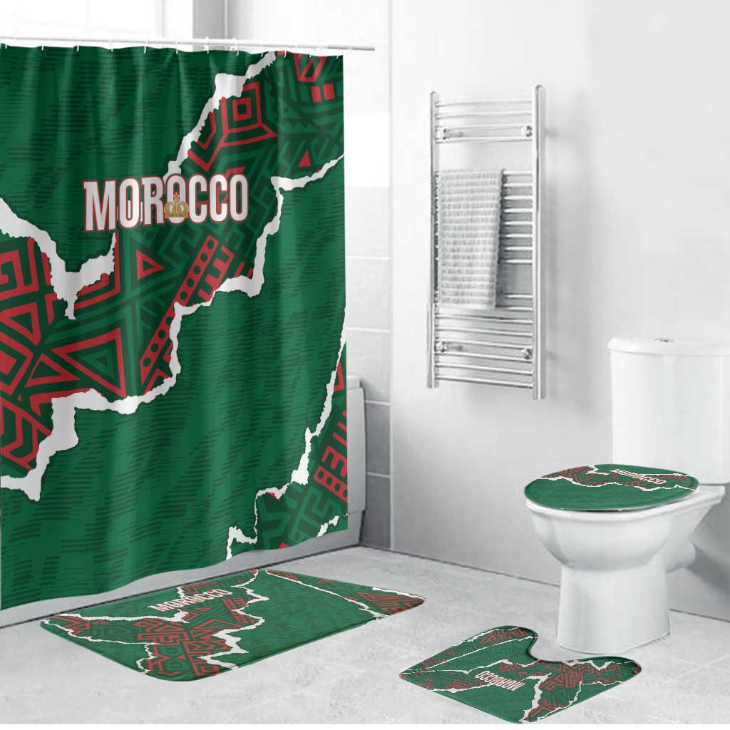 Morocco Football Bathroom Set Grunge Motifs