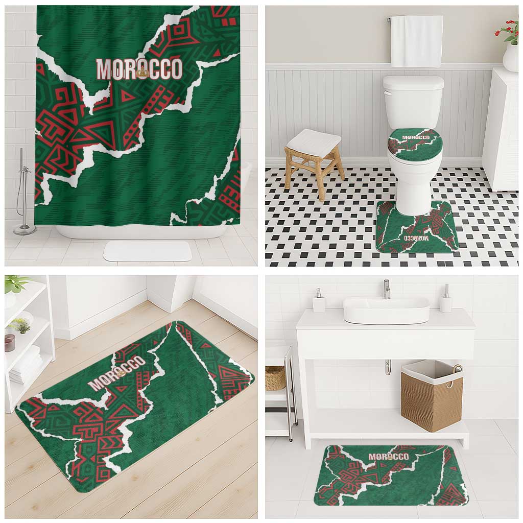 Morocco Football Bathroom Set Grunge Motifs