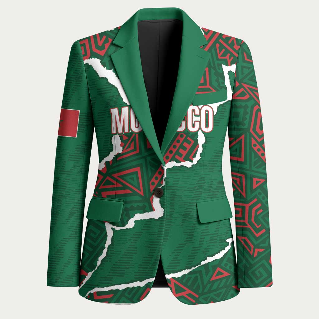 Morocco Football Custom Blazer Grunge Motifs