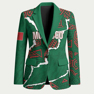Morocco Football Custom Blazer Grunge Motifs