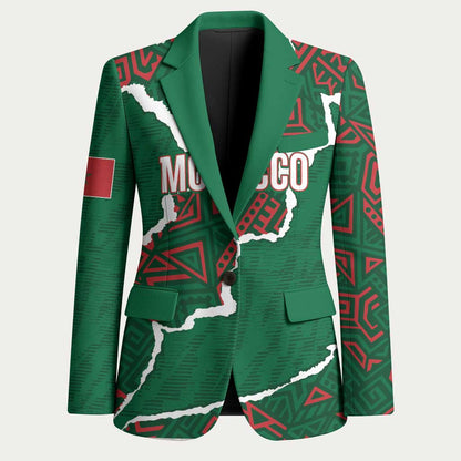 Morocco Football Custom Blazer Grunge Motifs