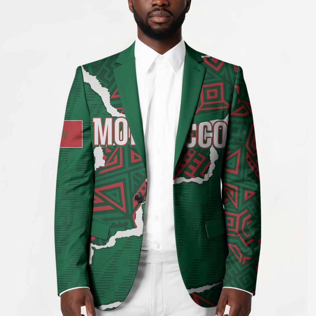 Morocco Football Custom Blazer Grunge Motifs