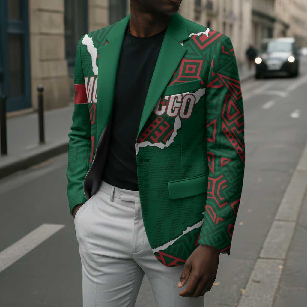 Morocco Football Custom Blazer Grunge Motifs