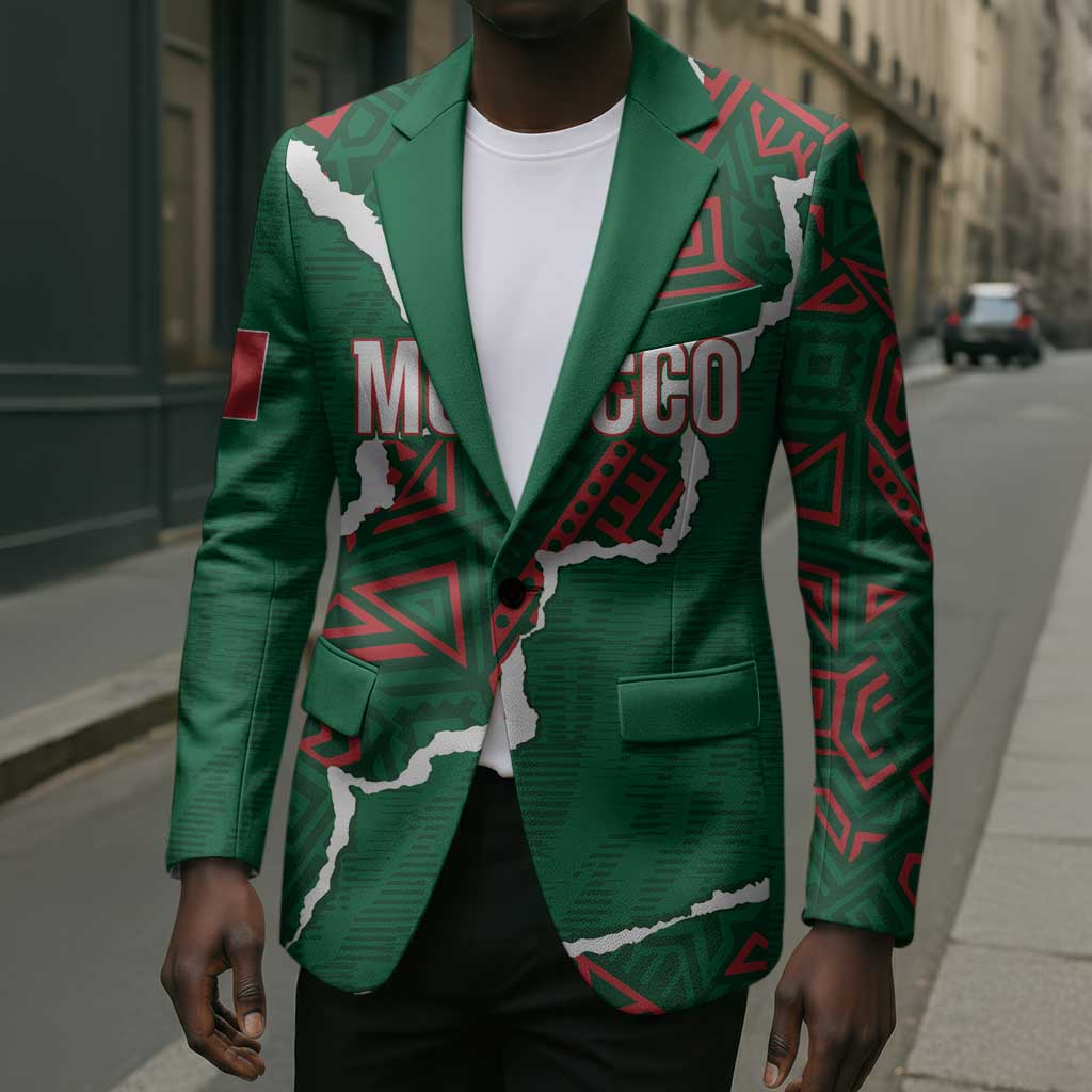 Morocco Football Custom Blazer Grunge Motifs