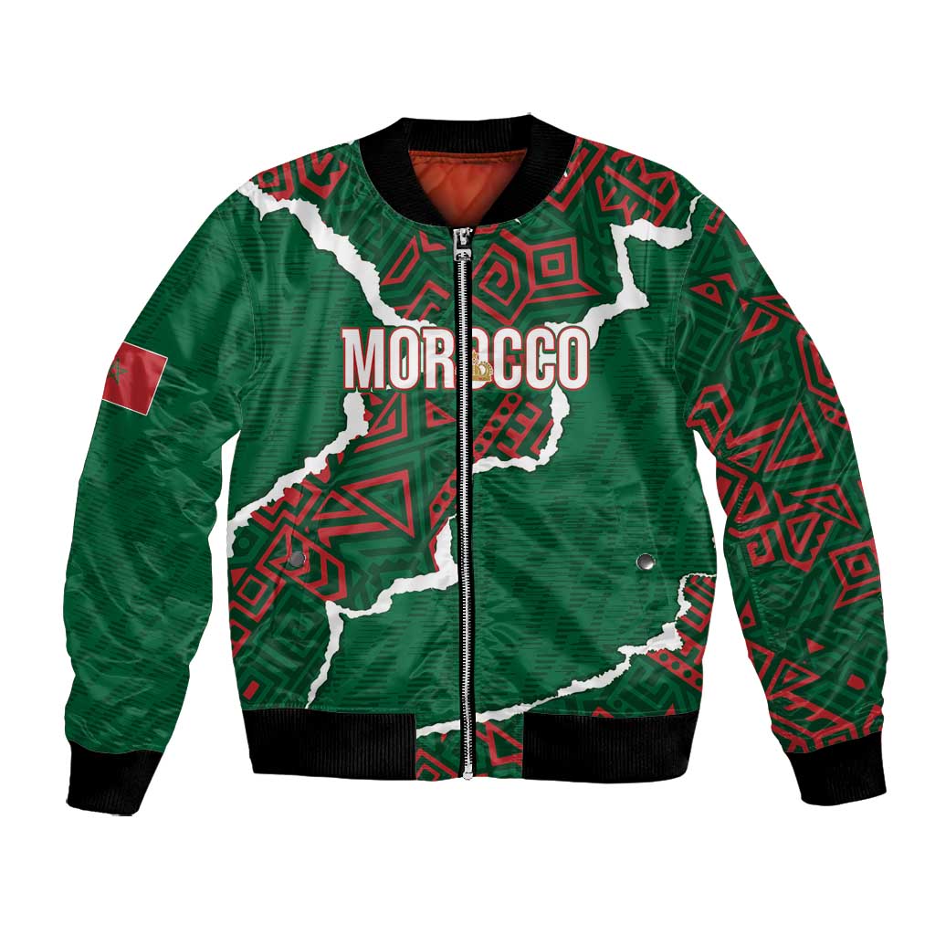 Morocco Football Custom Bomber Jacket Grunge Motifs