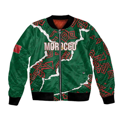 Morocco Football Custom Bomber Jacket Grunge Motifs