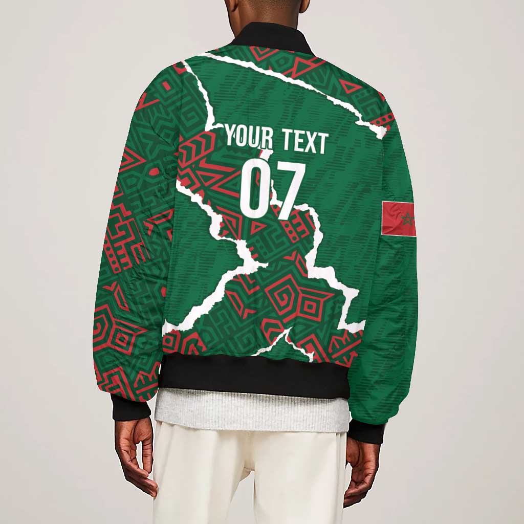 Morocco Football Custom Bomber Jacket Grunge Motifs