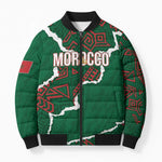 Morocco Football Custom Bomber Puffer Jacket Grunge Motifs