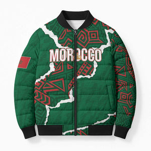 Morocco Football Custom Bomber Puffer Jacket Grunge Motifs