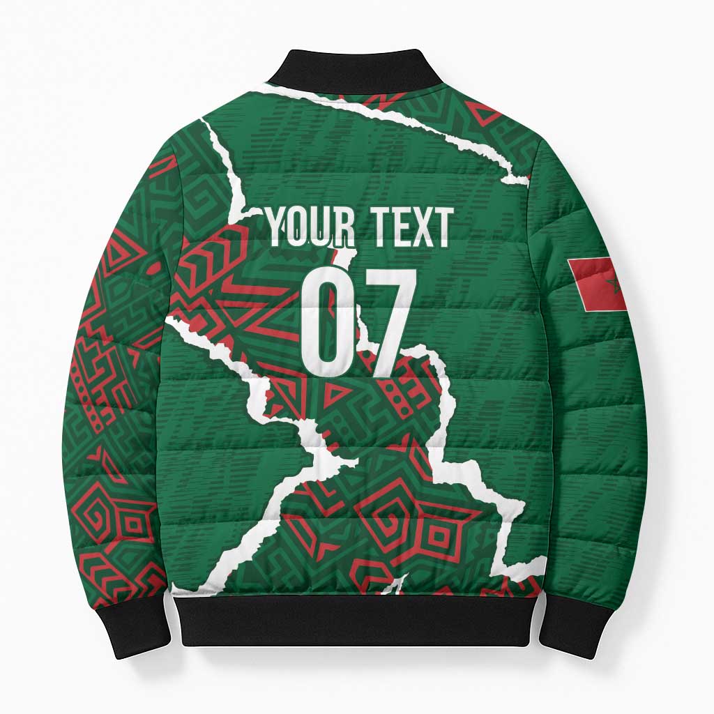 Morocco Football Custom Bomber Puffer Jacket Grunge Motifs