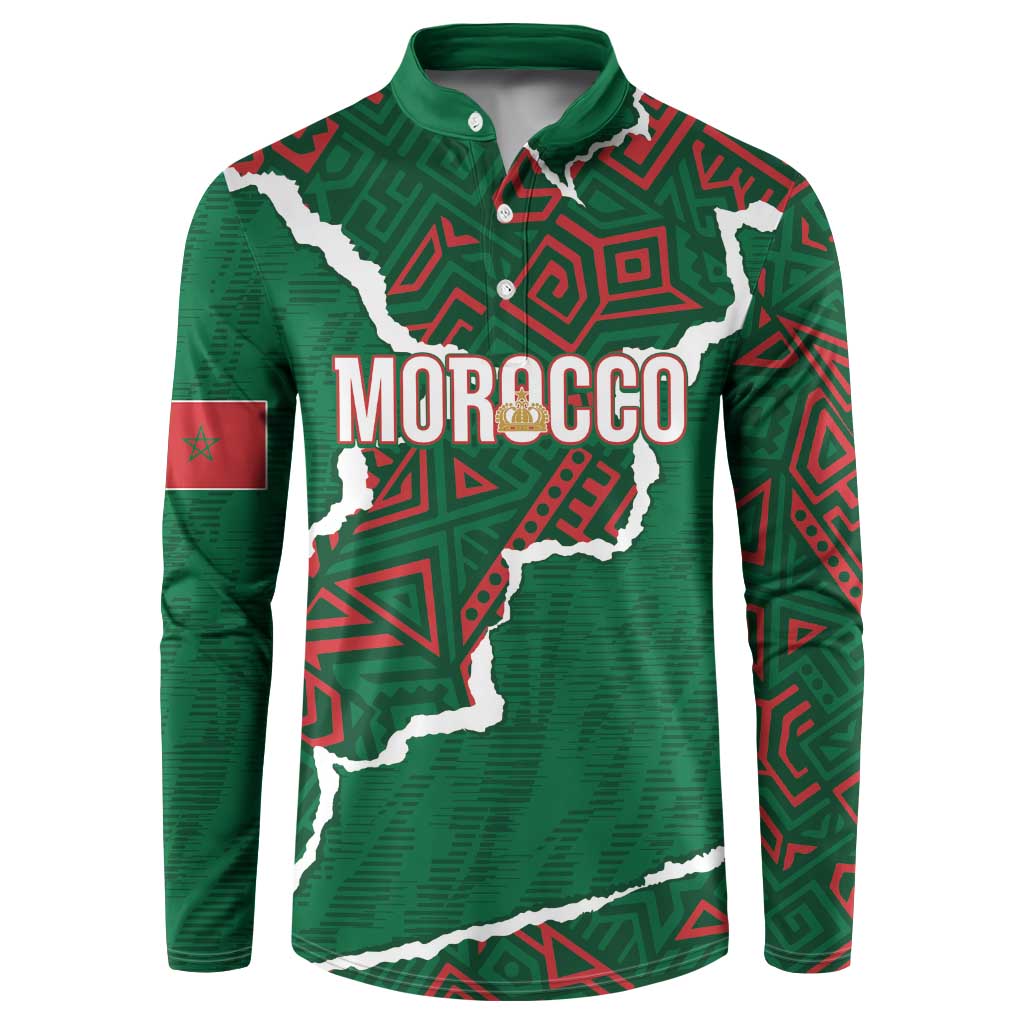 Morocco Football Custom Button Sweatshirt Grunge Motifs