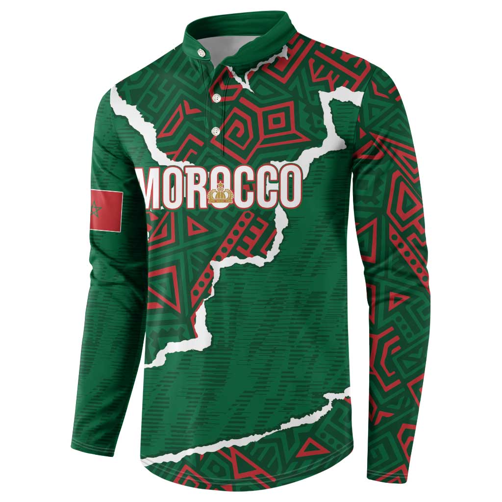 Morocco Football Custom Button Sweatshirt Grunge Motifs