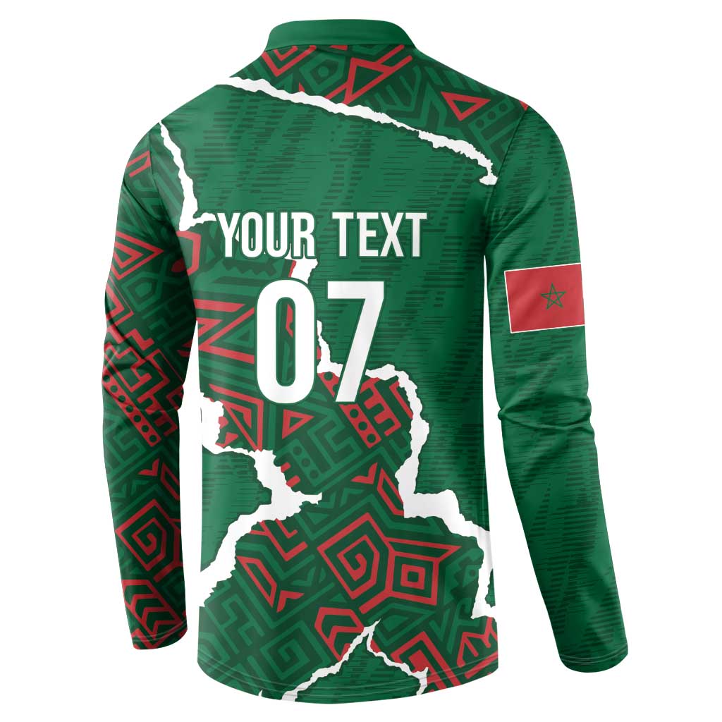 Morocco Football Custom Button Sweatshirt Grunge Motifs