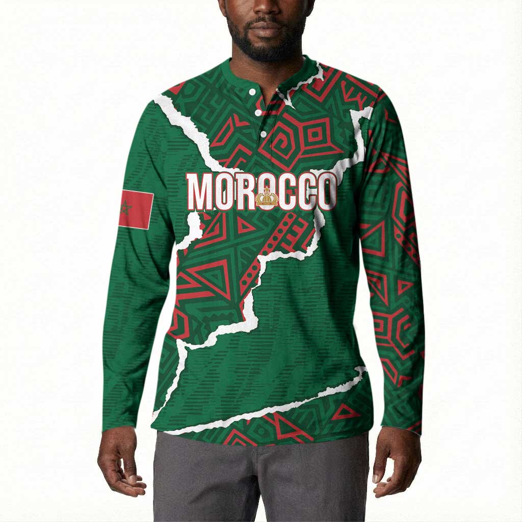 Morocco Football Custom Button Sweatshirt Grunge Motifs