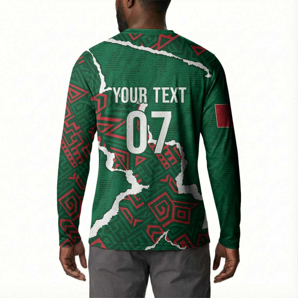 Morocco Football Custom Button Sweatshirt Grunge Motifs