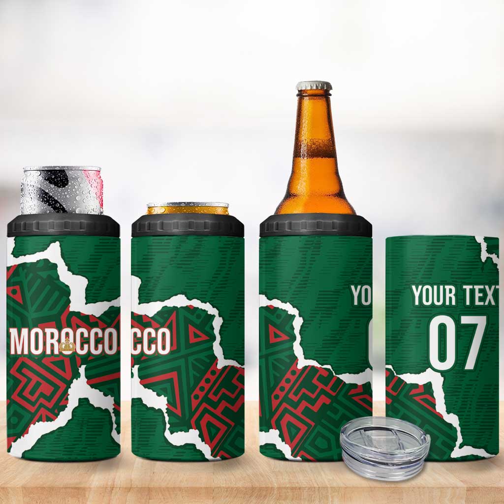Morocco Football Custom 4 in 1 Can Cooler Tumbler Grunge Motifs