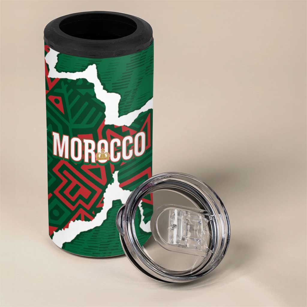 Morocco Football Custom 4 in 1 Can Cooler Tumbler Grunge Motifs