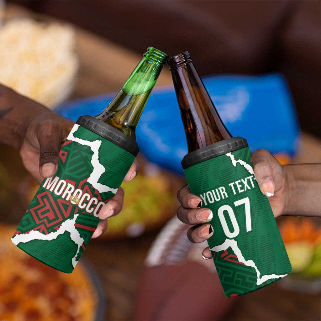 Morocco Football Custom 4 in 1 Can Cooler Tumbler Grunge Motifs