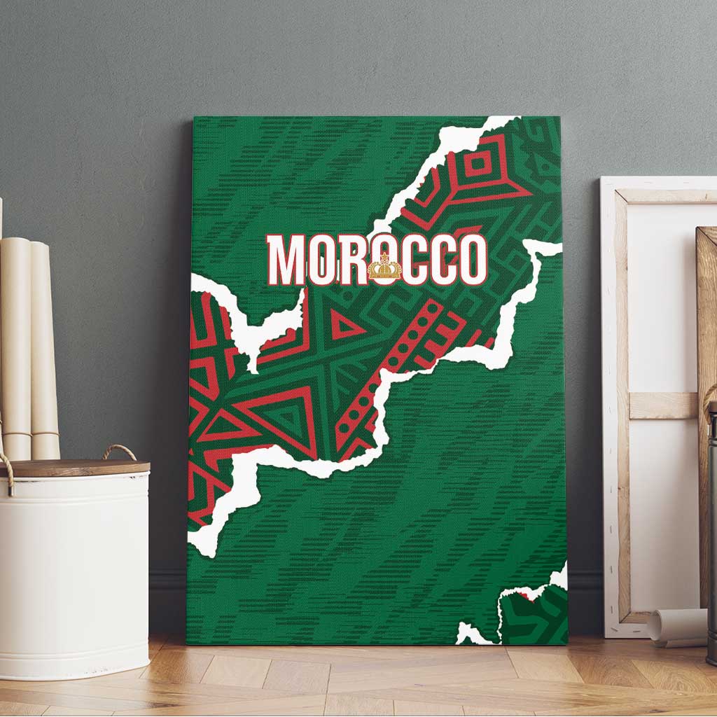 Morocco Football Canvas Wall Art Grunge Motifs
