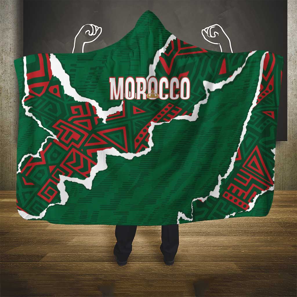 Morocco Football Hooded Blanket Grunge Motifs
