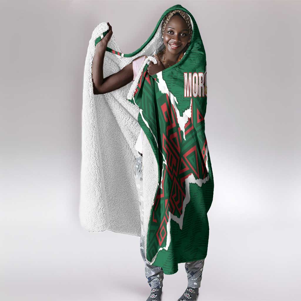Morocco Football Hooded Blanket Grunge Motifs