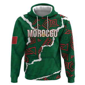 Morocco Football Custom Hoodie Grunge Motifs