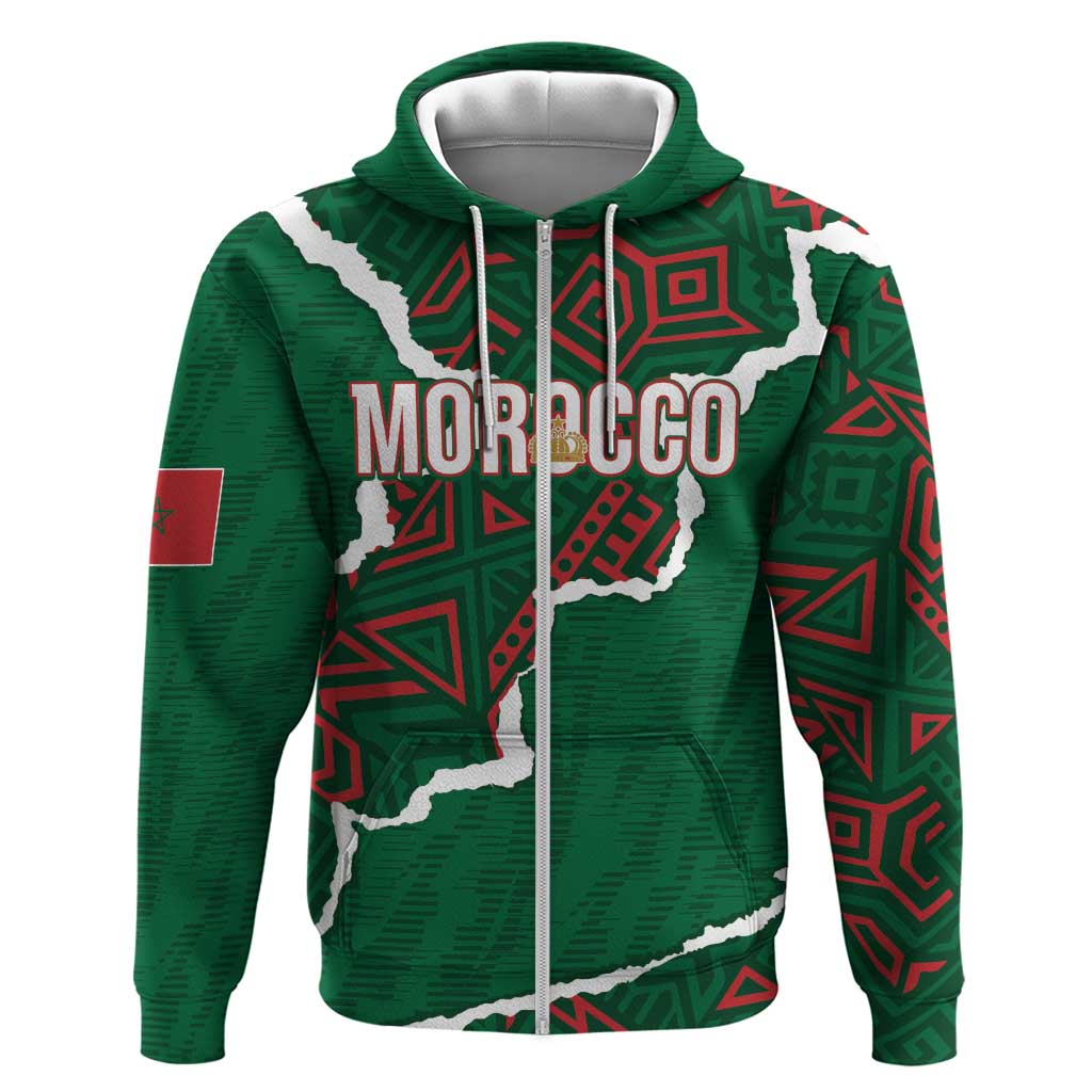 Morocco Football Custom Hoodie Grunge Motifs