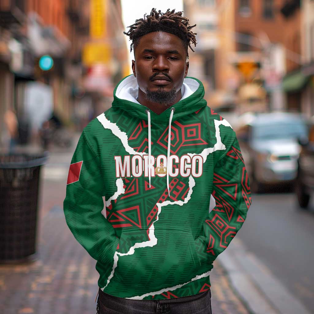 Morocco Football Custom Hoodie Grunge Motifs