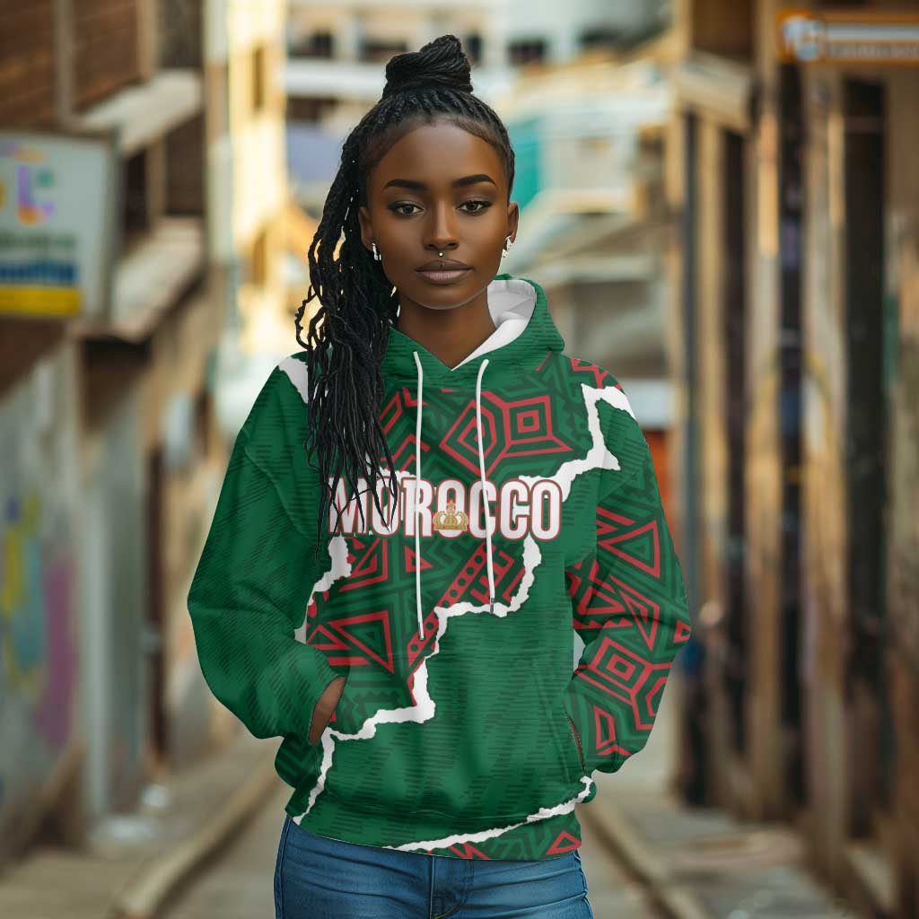 Morocco Football Custom Hoodie Grunge Motifs