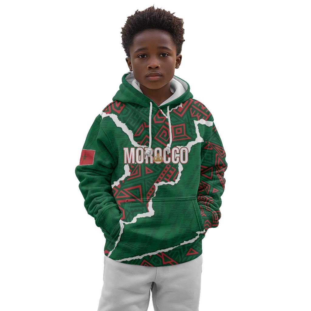 Morocco Football Custom Kid Hoodie Grunge Motifs