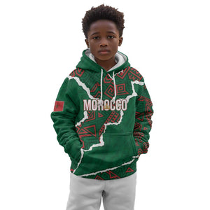 Morocco Football Custom Kid Hoodie Grunge Motifs