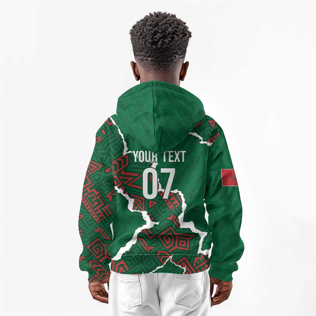 Morocco Football Custom Kid Hoodie Grunge Motifs