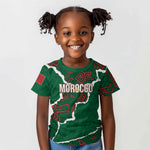 Morocco Football Custom Kid T shirt Grunge Motifs
