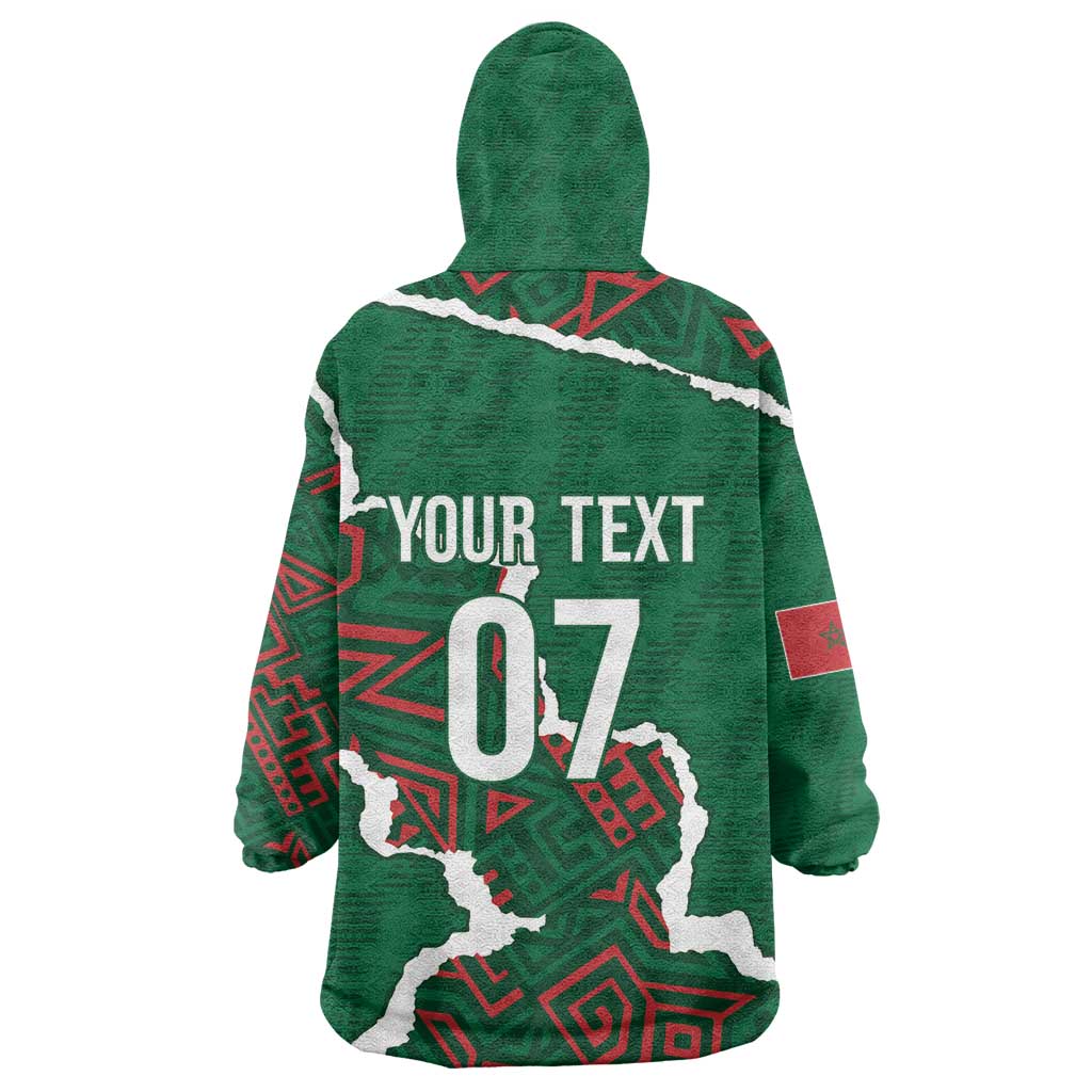 Morocco Football Custom Kid Wearable Blanket Hoodie Grunge Motifs
