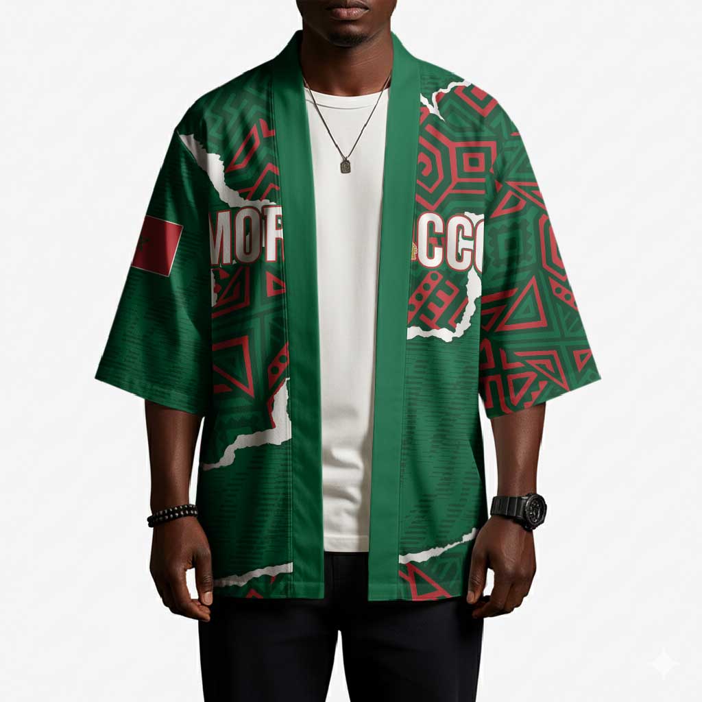 Morocco Football Custom Kimono Grunge Motifs