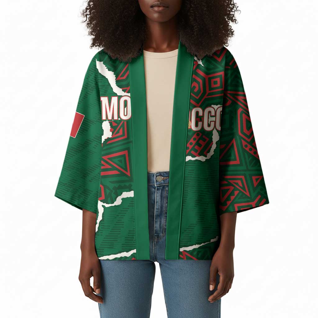 Morocco Football Custom Kimono Grunge Motifs