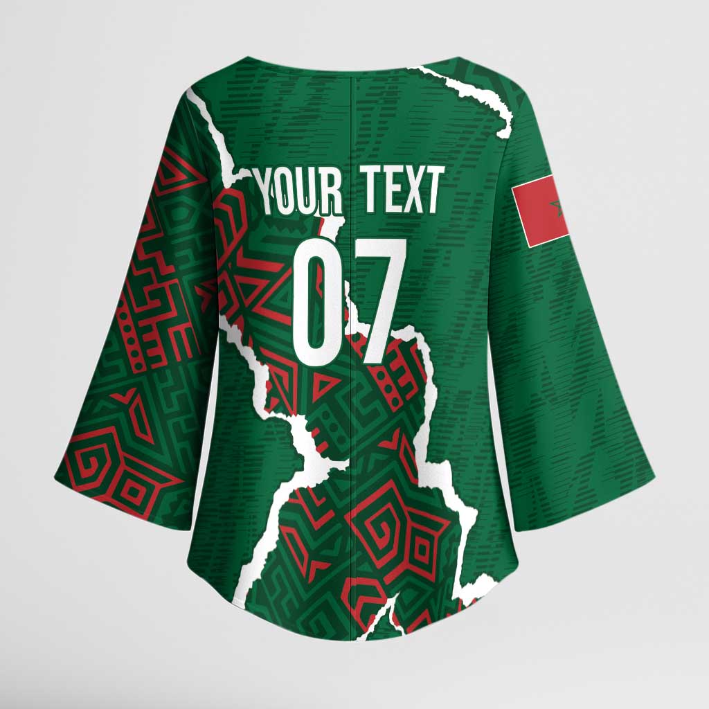 Morocco Football Custom Kimono Sleeve Blouse Grunge Motifs
