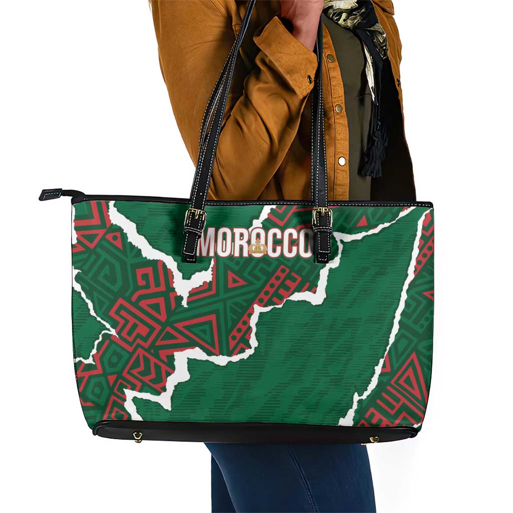 Morocco Football Leather Tote Bag Grunge Motifs